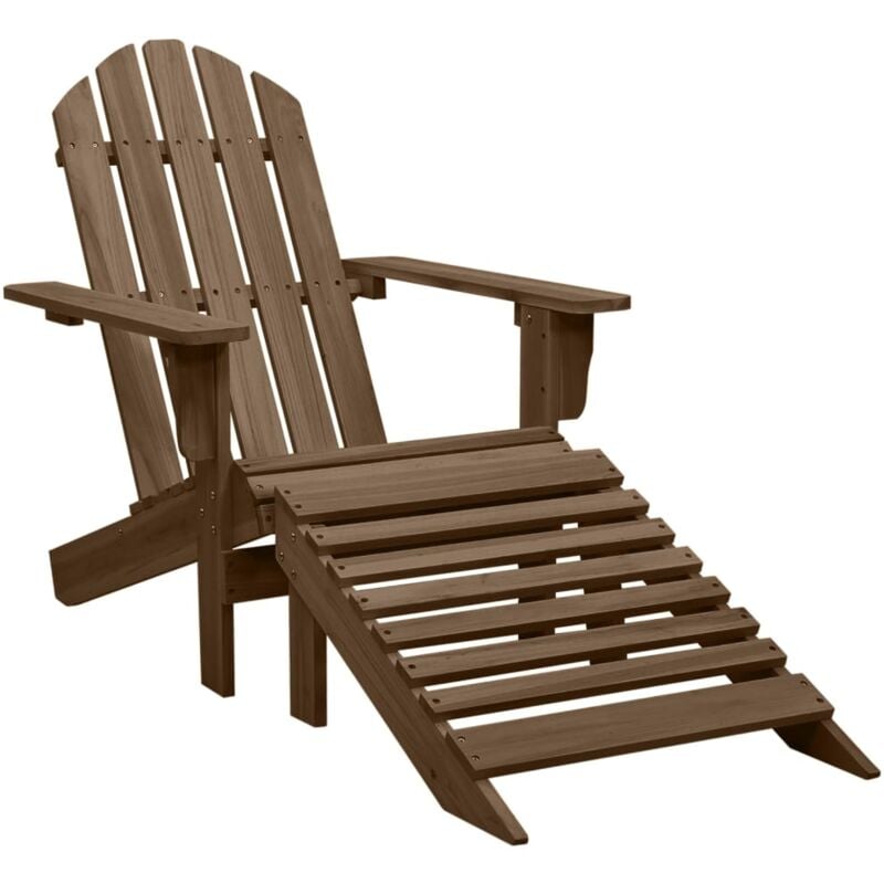 

vidaXL Silla de jardín con otomana de madera marrón - Marrón