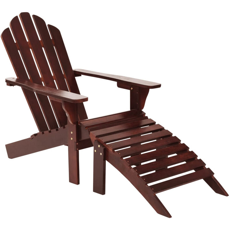 

Silla de jardin con otomana de madera marron