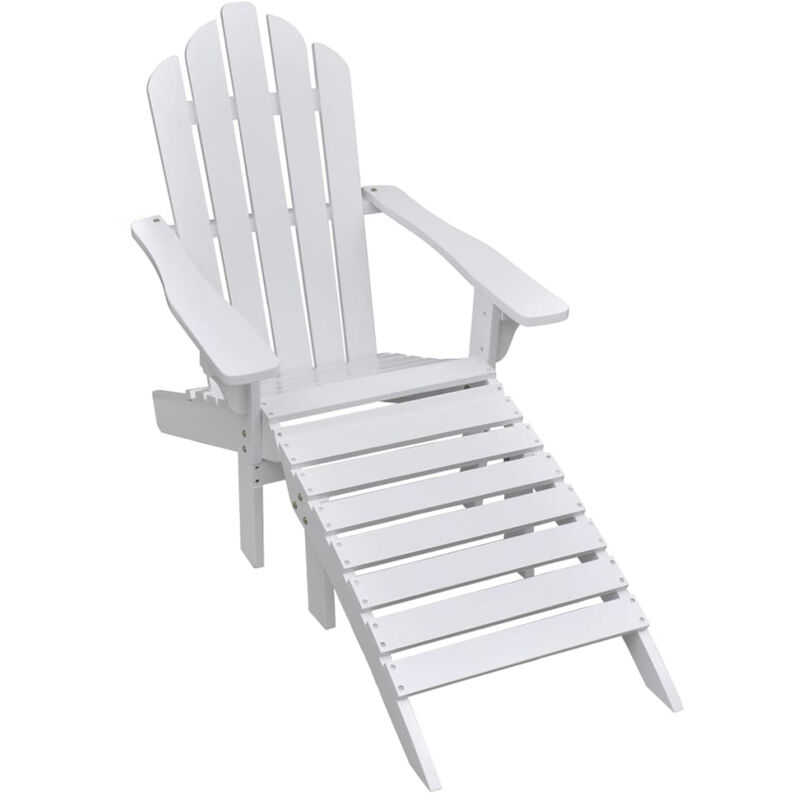 

Silla de jardin con otomana madera blanca