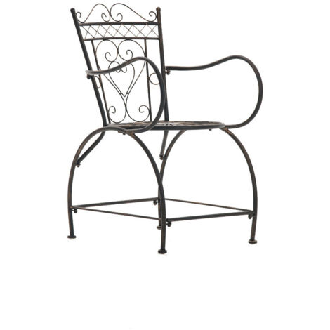 Silla de jardín con reposabrazos balcón terraza diseño rústico en metal bronce 100003029