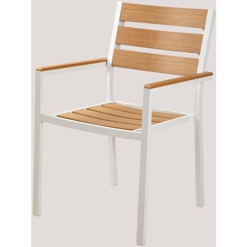 

Silla de Jardín con Reposabrazos Saura SKLUM - Blanco - Madera Natural