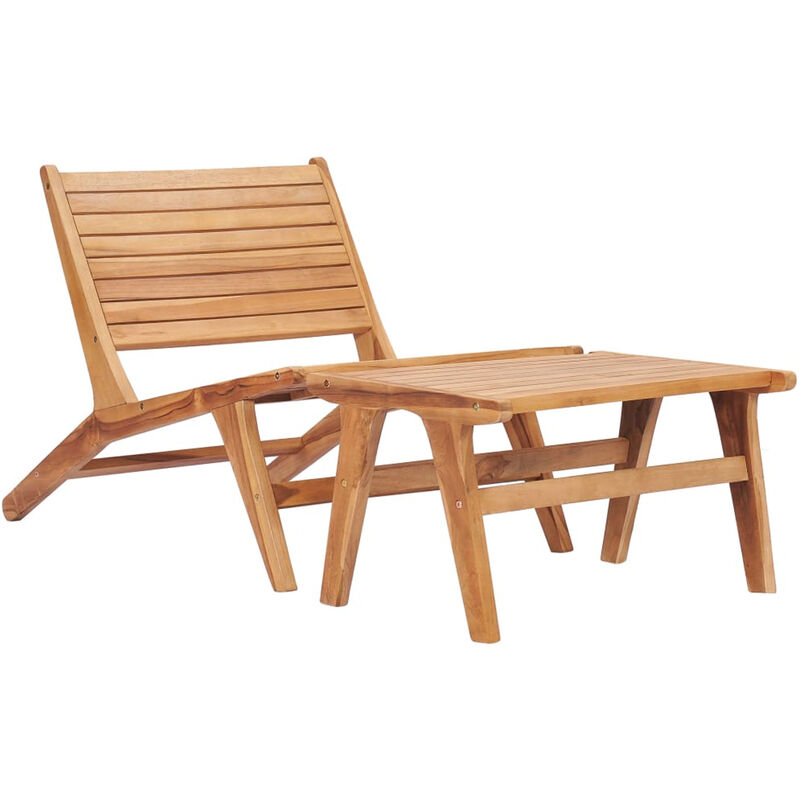 

Silla de jardin con reposapies de madera maciza de teca