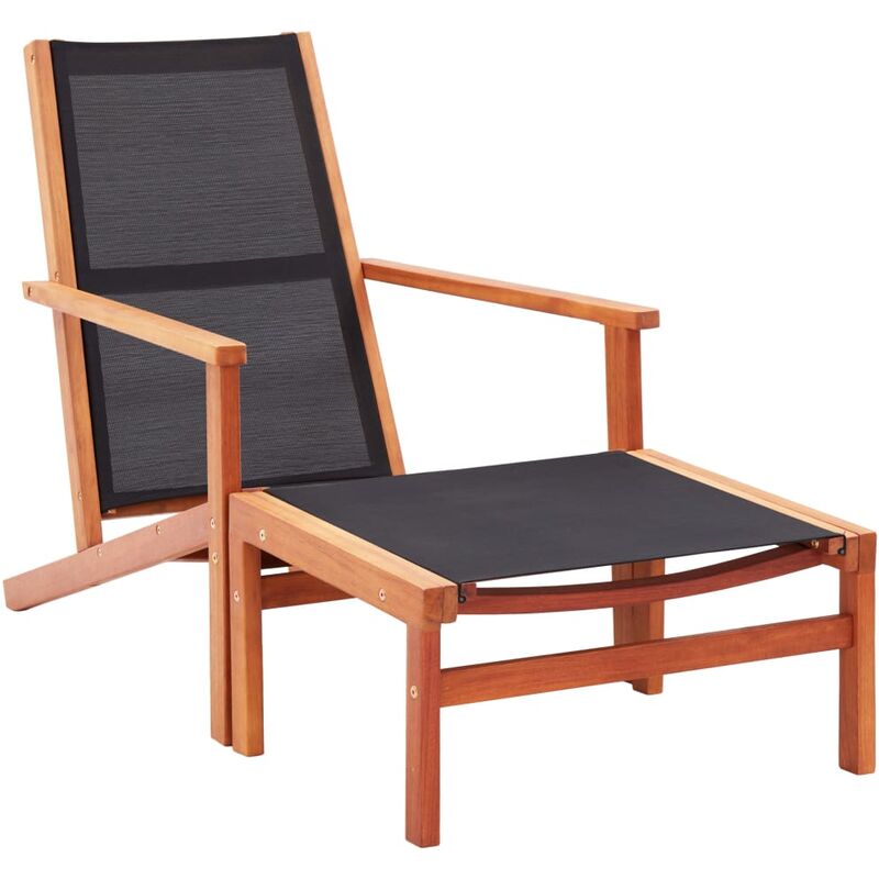 

Silla de jardín con reposapiés madera de eucalipto y textilene
