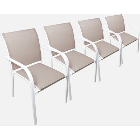 Silla de jardín de aluminio y textileno, set de 4