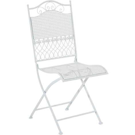 Silla de jardín de hierro forjado blanca MDJ10025