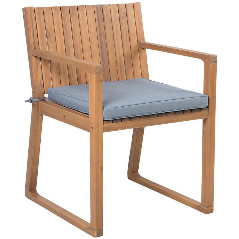 

Beliani - Silla de jardín de madera con cojín azul SASSARI