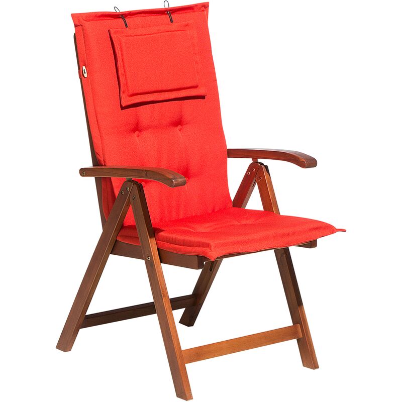 

Silla de jardín con cojín rojo claro TOSCANA