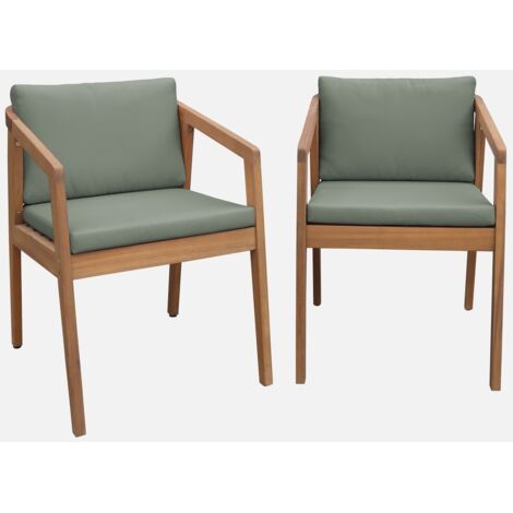 Silla de jardín de madera de acacia, set de 2