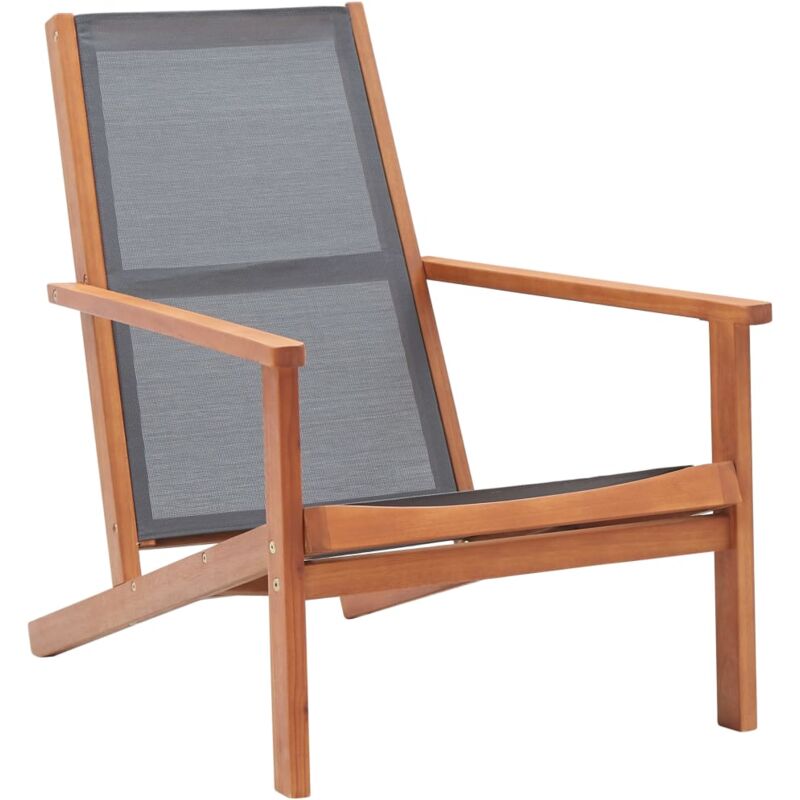 

vidaXL Silla de jardín de madera maciza de eucalipto y textilene gris - Gris
