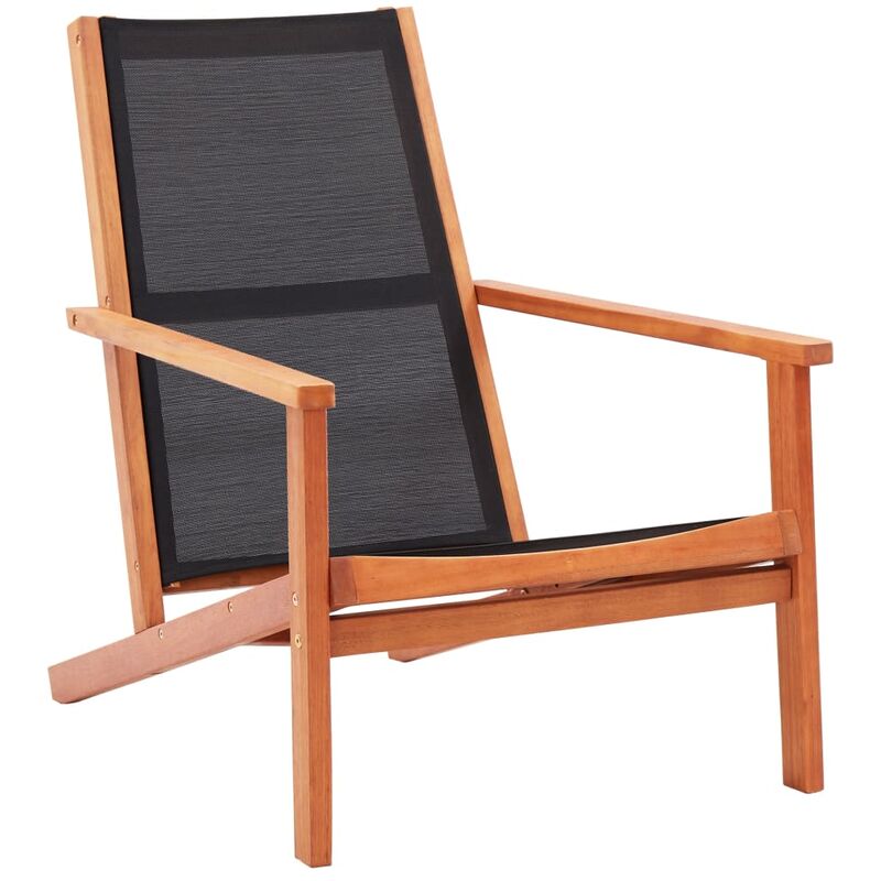 

Silla de jardín de madera maciza de eucalipto y textilene negro