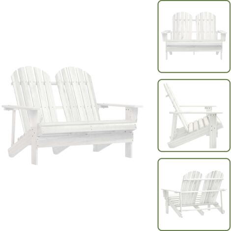 Silla de jardín de madera - vidaXL Silla Adirondack de jardín 2 plazas madera de abeto blanco - Silla Adirondack