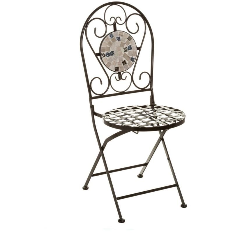 

Lolahome - Silla de jardín de metal cerámica negro rústico de 92x38x38cm