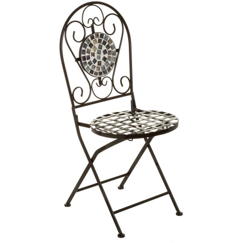 

Lolahome - Silla de jardín de metal cerámica negro rústico de 92x38x38cm