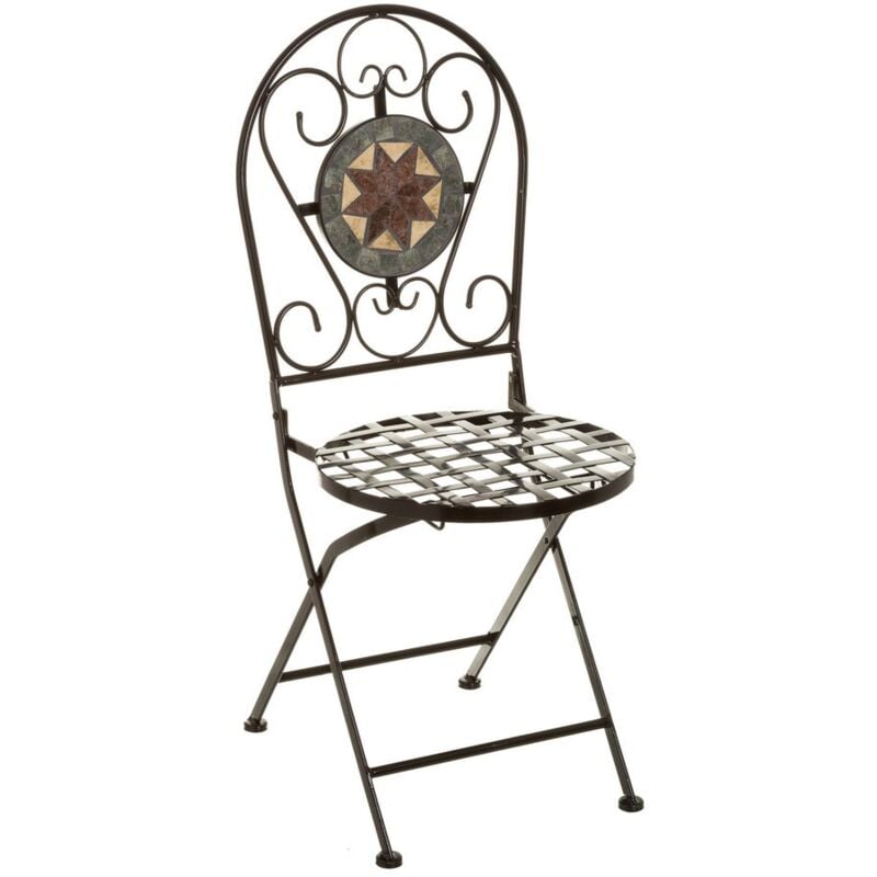 

Lolahome - Silla de jardín de metal cerámica negro rústico de 92x38x38cm