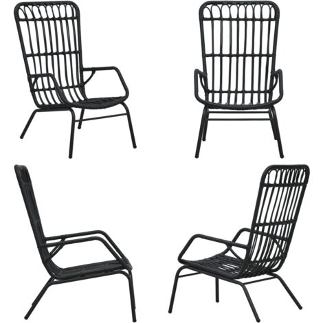 Silla de jardín de ratán sintético negro - Ratán sintético - Silla de exterior