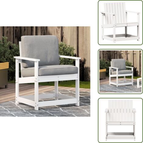 Silla de jardín exterior - vidaXL Silla de jardín madera maciza de pino blanco 62x56x77 cm - Silla de jardín con reposabrazos
