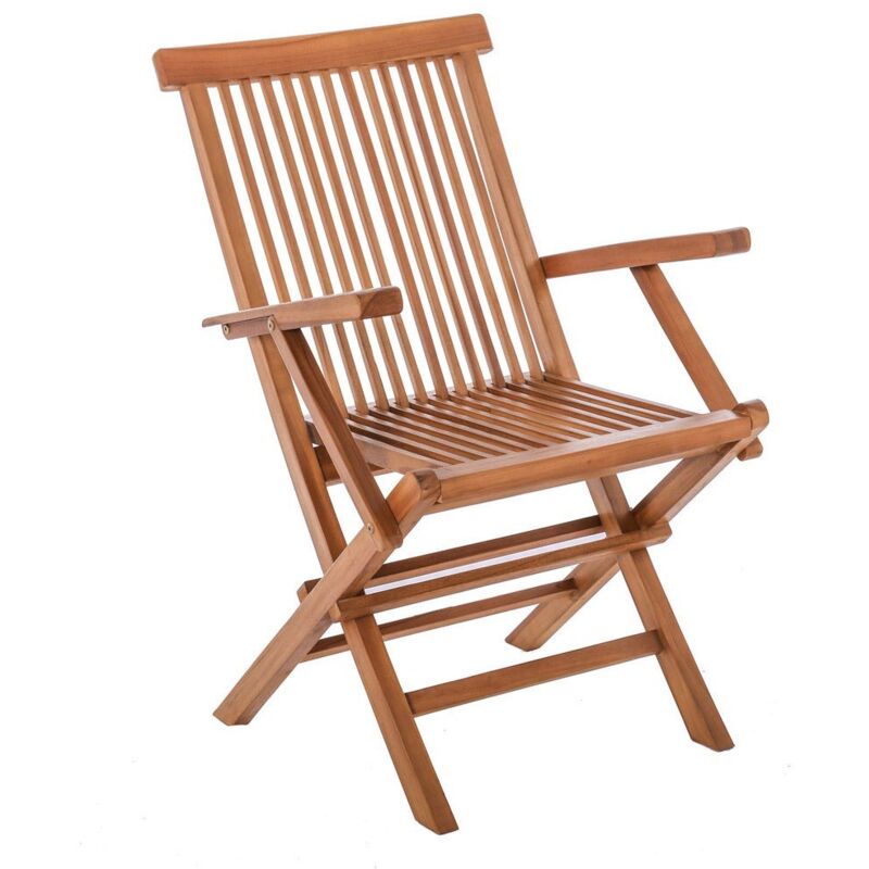 

Silla de jardín Kayla plegable de teca marrón de 107x64x60 cm