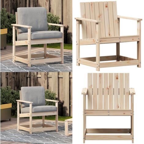 Silla de jardín madera maciza de pino 62x56x77 cm - Madera de pino - Silla de jardín maciza