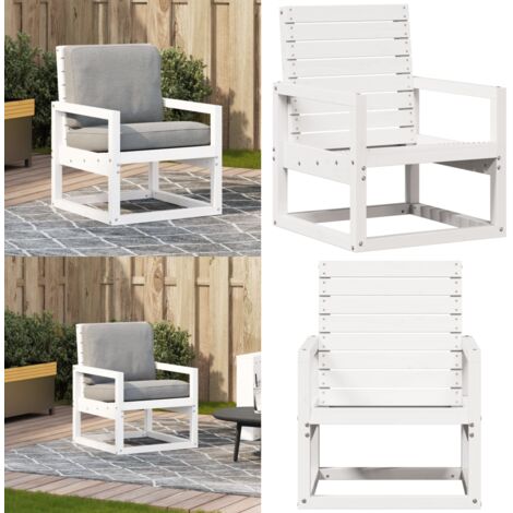 Silla de jardín madera maciza de pino blanco 57,5x63x76 cm - Madera de pino - Silla de jardín de madera