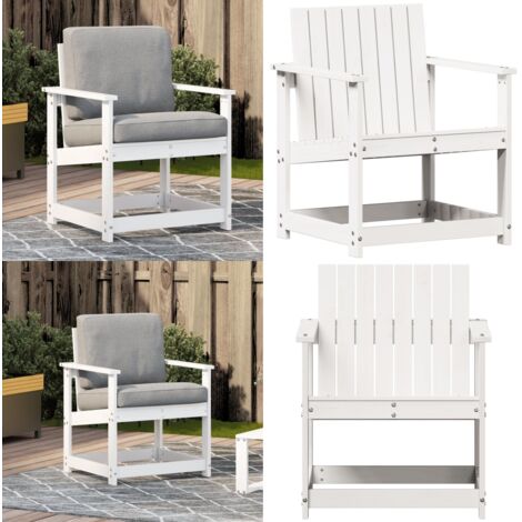 Silla de jardín madera maciza de pino blanco 62x56x77 cm - Madera de pino - Silla de jardín de madera