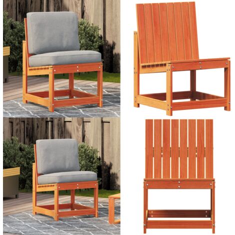Silla de jardín madera maciza de pino marrón cera 50,5x55x77 cm - Madera maciza - Pino