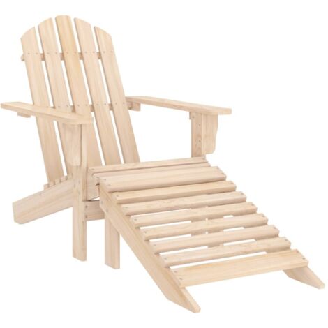 MAISONCHIC Silla de jardín moderna Sillón de exterior Adirondack con otomana madera maciza de abeto ES75470A