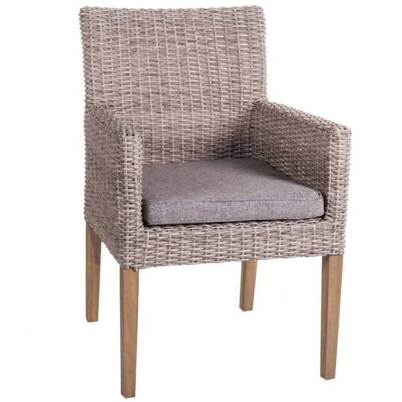 

Silla de jardín Patsy de rattán sintético topo de 86x63x60 cm