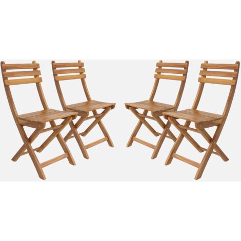 Silla de jardín plegable madera de acacia, set de 4
