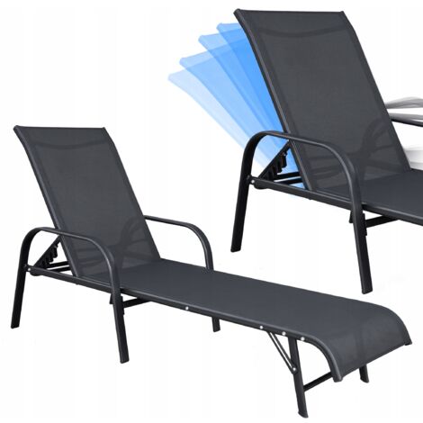SILLA DE JARDÍN PLEGABLE RESPALDO AJUSTABLE SILLA DE PLAYA DE ALUMINIO