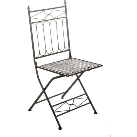 Silla de jardín plegable terraza balcón diseño rústico en hierro forjado bronce 100003864