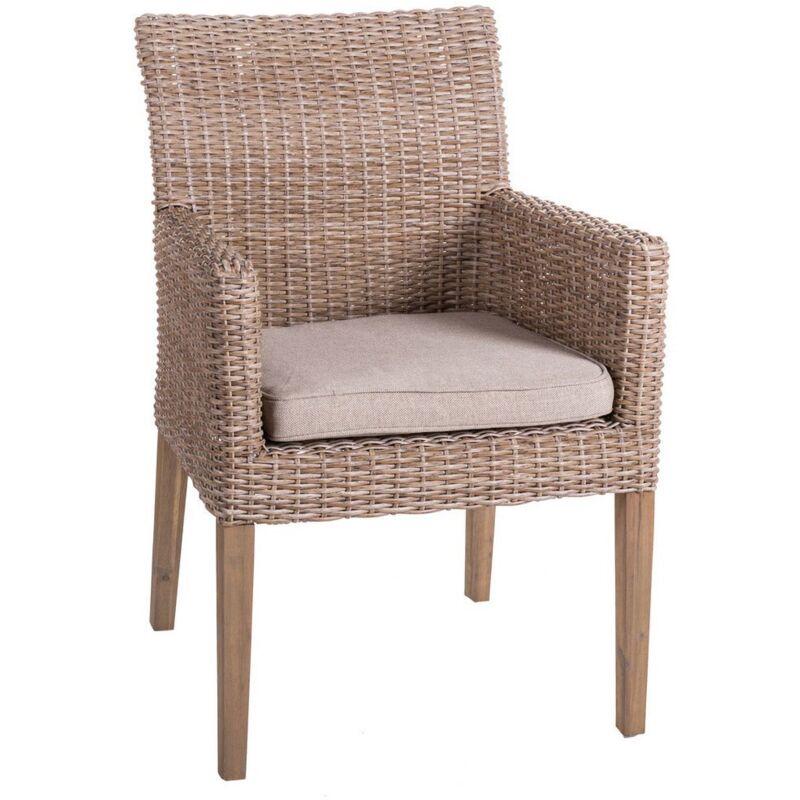 

Silla de jardín rattán marrón de 86x63x60 cm
