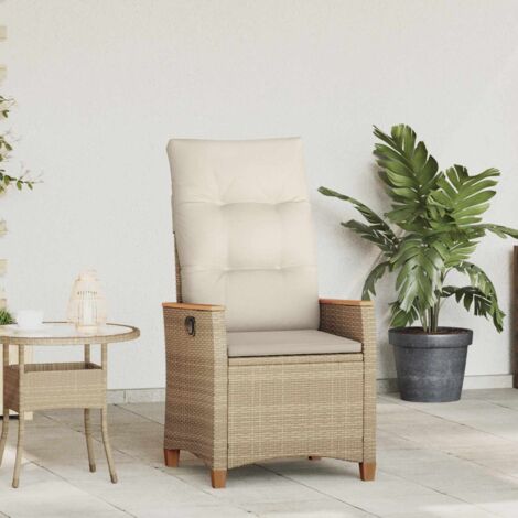 Silla de jardín reclinable Beige y Crema 64 x 57,5 x 112 cm