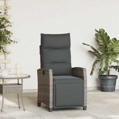 Silla de jardín reclinable con mesa auxiliar ratán gris vidaXL