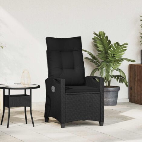 Silla de jardín reclinable Negro 56 x 60 x 112 cm