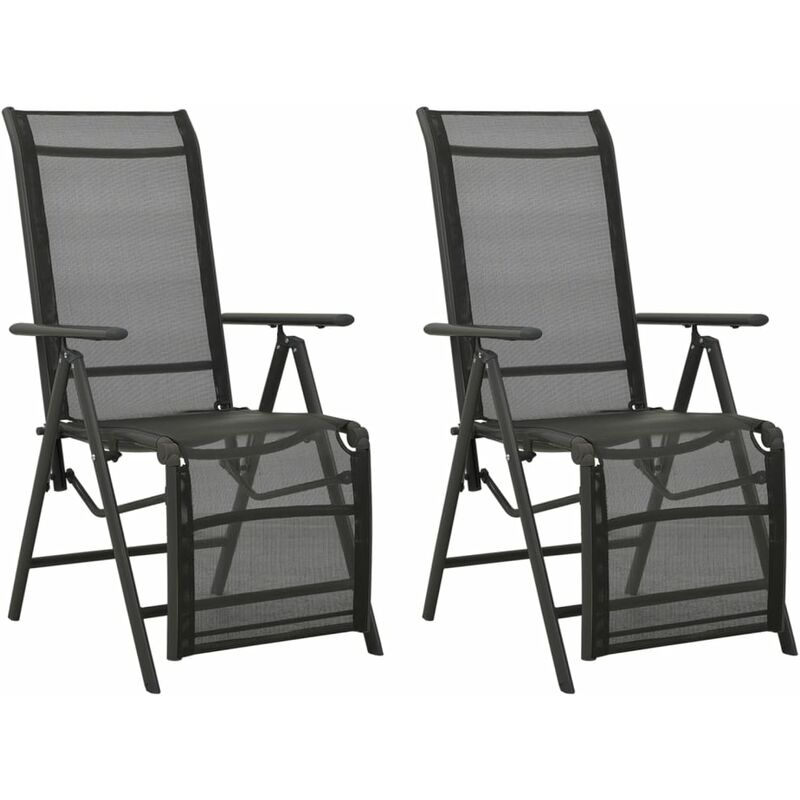 

Silla de jardín reclinables 2 uds textileno aluminio negro