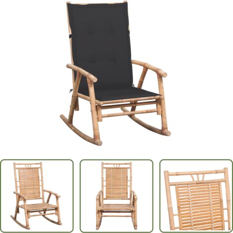 Silla de jardín -  Silla mecedora con cojín bambú