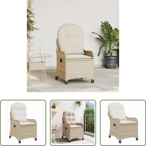 Silla de jardín -  Sillón reclinable Beige 56 x 66 x 95 cm ratán sintético