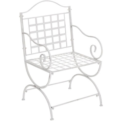 Silla de jardín terraza balcón en metal blanco envejecido 100003010