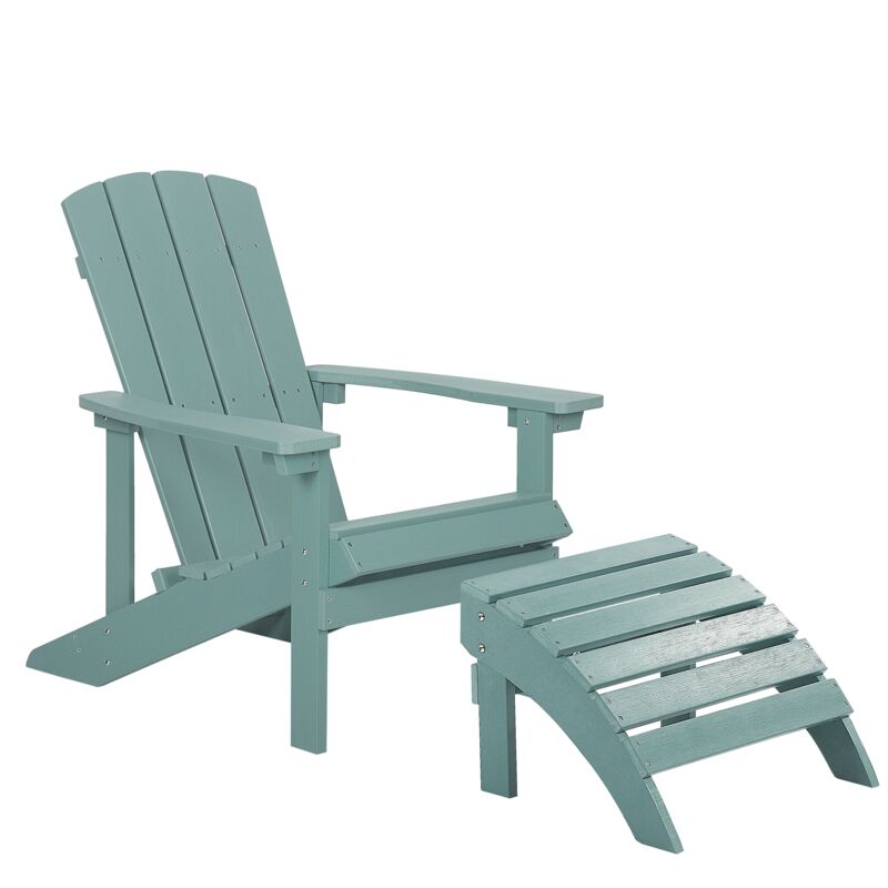 

Silla de jardín verde turquesa con reposapiés ADIRONDACK