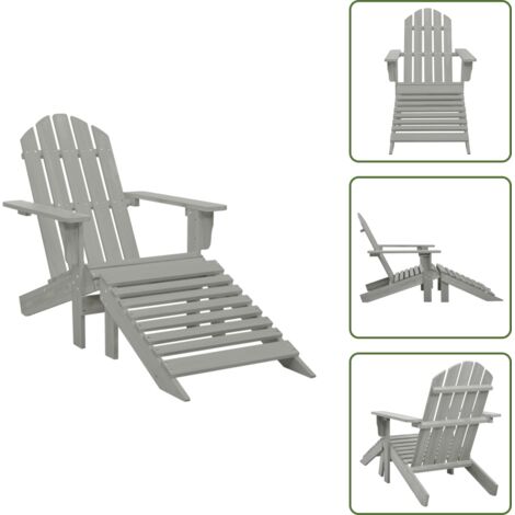Silla de jardín vintage - vidaXL Silla de jardín con otomana de madera gris - Silla de jardín de madera