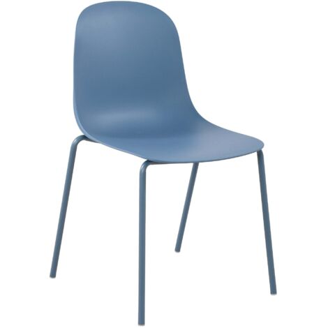 Silla de jardín x1 en plástico azul con estructura de acero resistente de cuatro patas 100007292