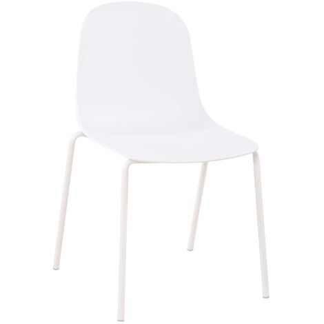 Silla de jardín x1 en plástico blanco con estructura de acero resistente de cuatro patas 100007290