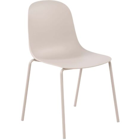 Silla de jardín x1 en plástico gris claro con estructura de acero resistente de cuatro patas 100007294