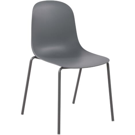 Silla de jardín x1 en plástico gris oscuro con estructura de acero resistente de cuatro patas 100007291