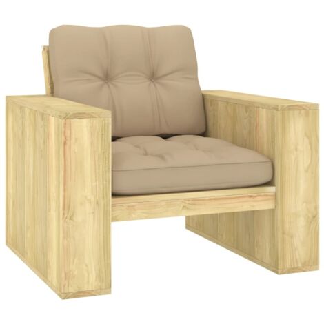 Silla de jardín y cojines beige madera pino impregnada vidaXL