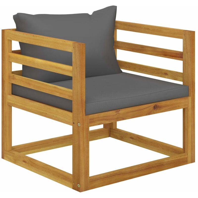 

Silla de jardín con cojines gris oscuro madera maciza acacia - Gris