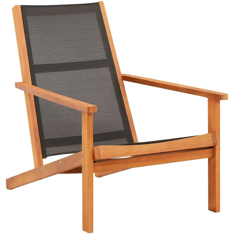 

Silla de jardín de madera maciza de eucalipto y textilene negro - Negro