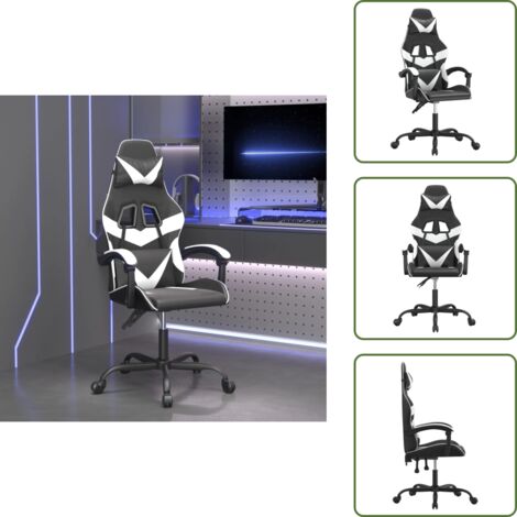 Silla de juego - vidaXL Silla gaming cuero sintético negro y blanco - Silla ergonómica