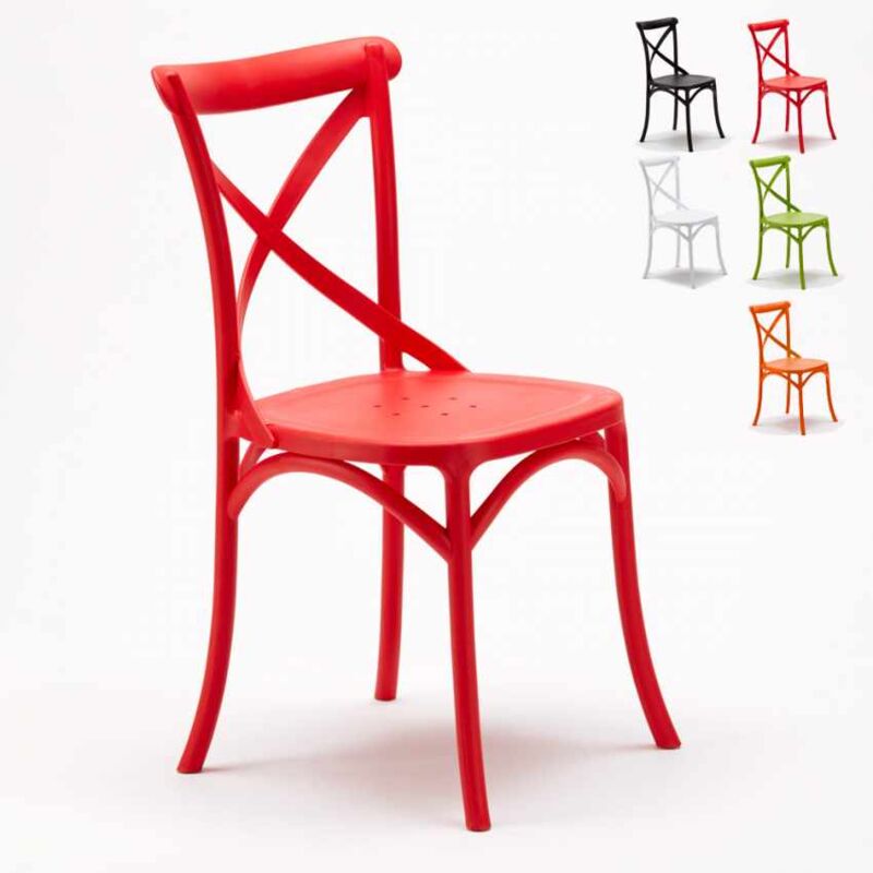

Silla de la cocina polipropileno Vintage Paesana Diseño Cruz | Rojo