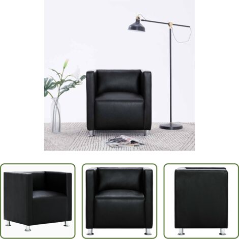 Silla de lectura -  Sillón de cuero sintético negro